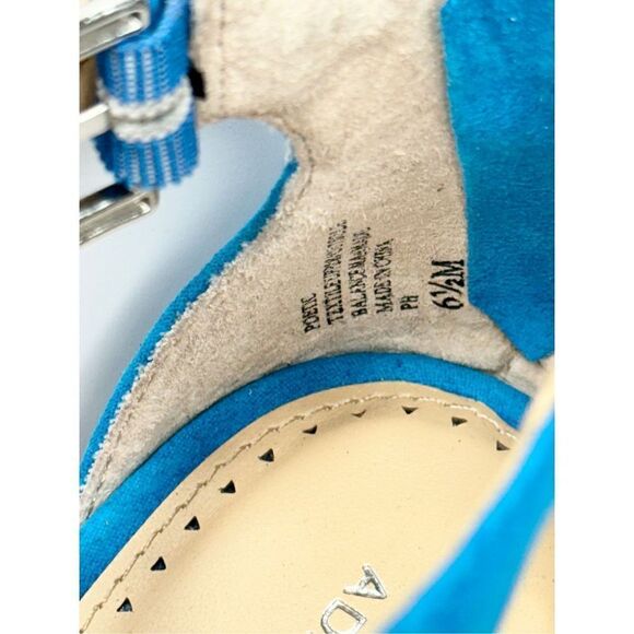 Adrienne Vittadini Sandals Size 6.5 Blue Poetic Block Heel Ankle Strap - Picture 8 of 9